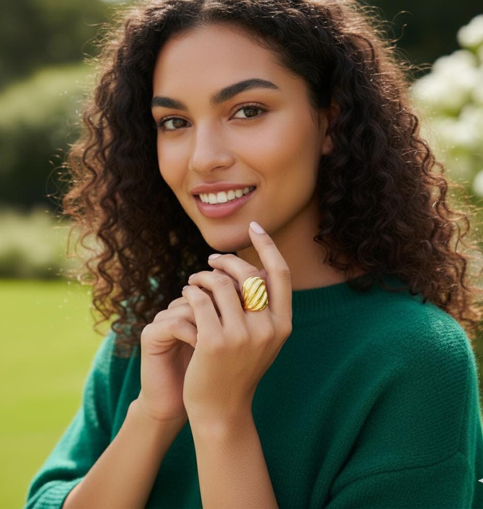 Elegant Gold-Tone Twisted Statement Ring