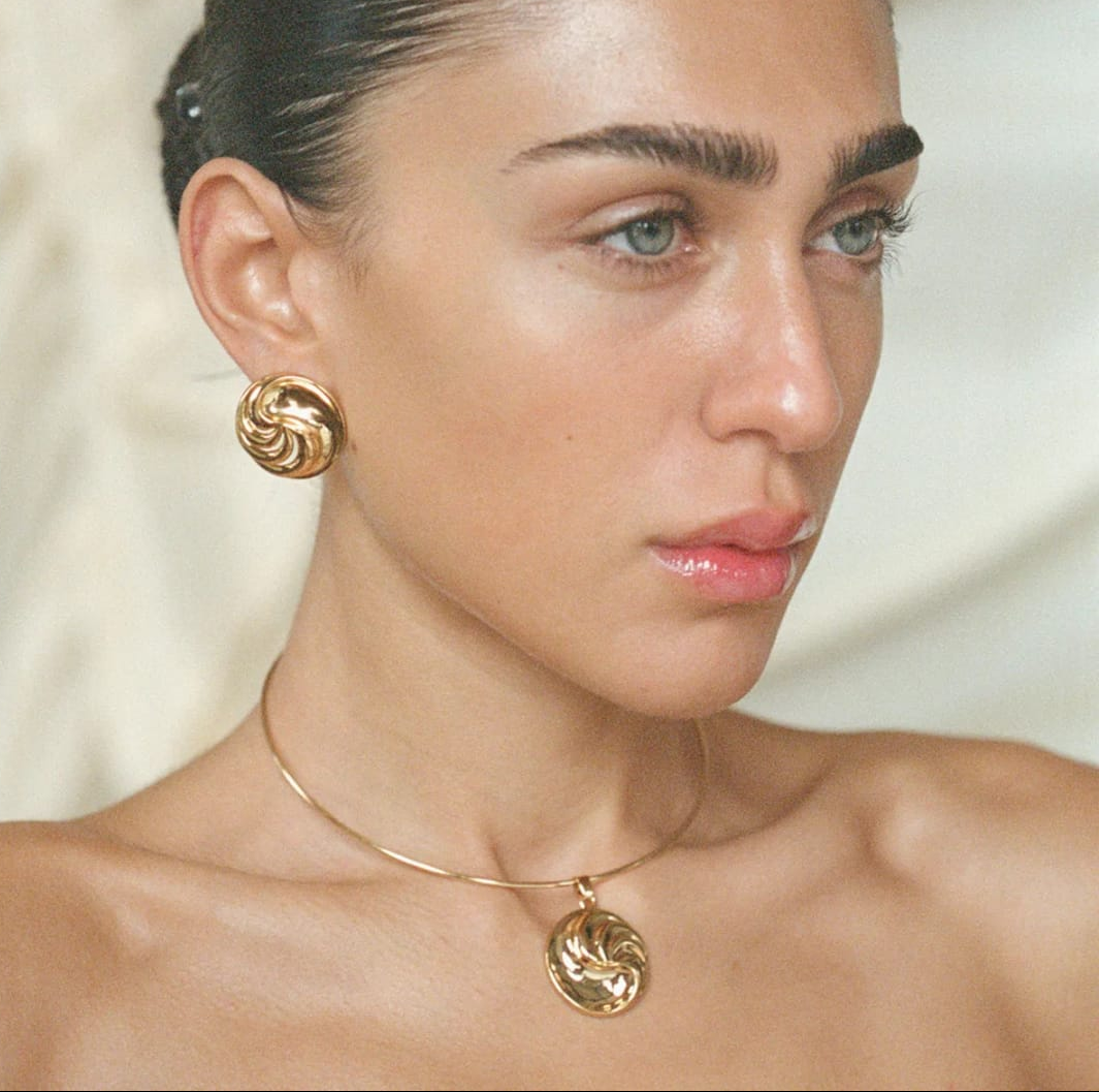 Golden Swirl Dome Earrings