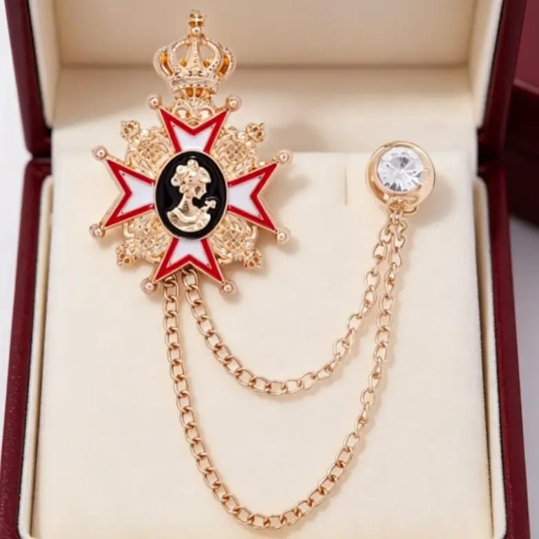 Royal Crown Double-Chain Brooch