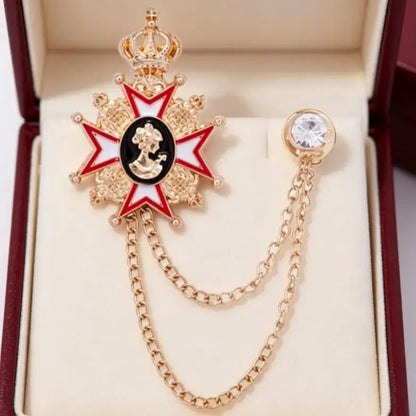 Royal Crown Double-Chain Brooch