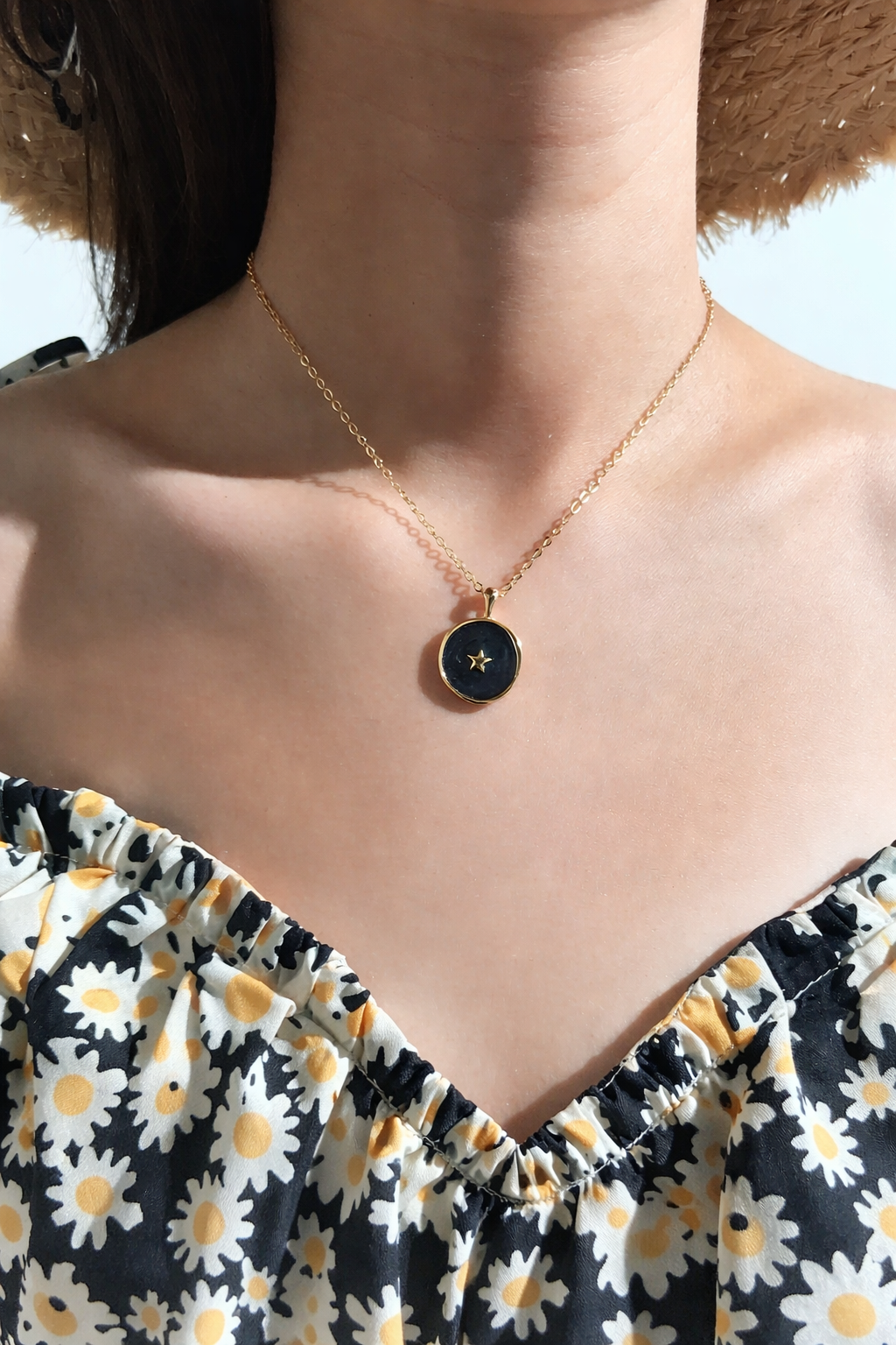 Celestial Charm Enamel Pendant Necklace