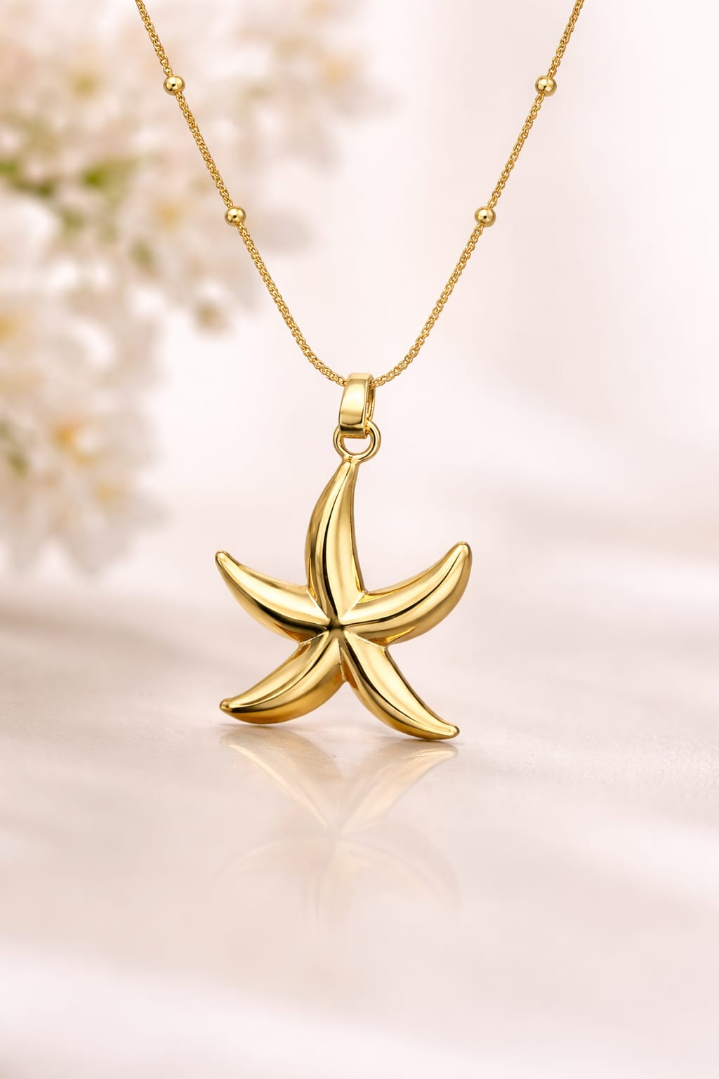 Golden Starfish Pendant Necklace