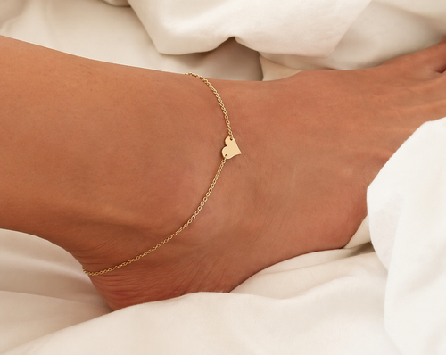 Minimal Heart Charm Anklet