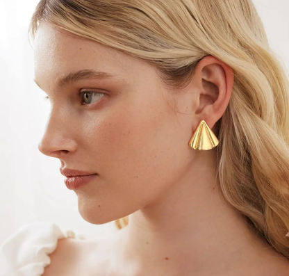 Golden Pyramid Studd Earrings
