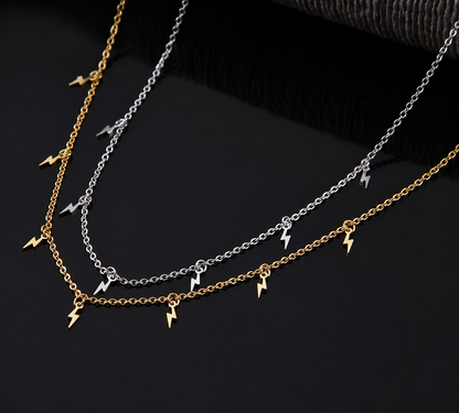 Minimalist Lightning Bolt Charm Choker Necklace