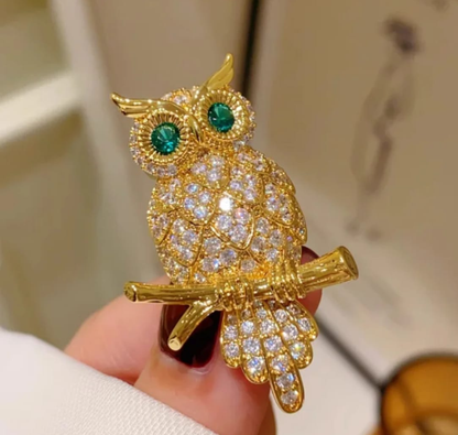 Luxury Crystal Owl Brooch Pin