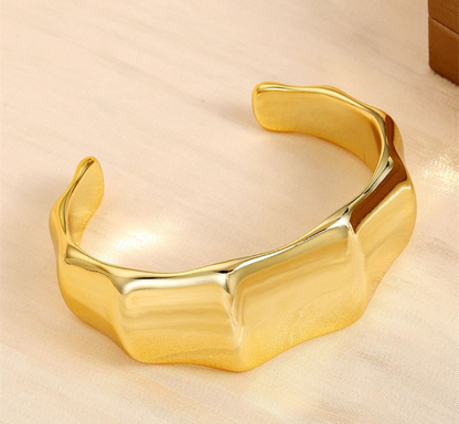 Sculpted Gold Statement Cuff Bracelet