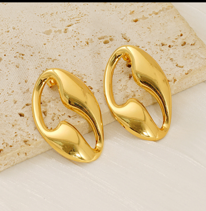 Gold Sculptural Oval Hope Earrings