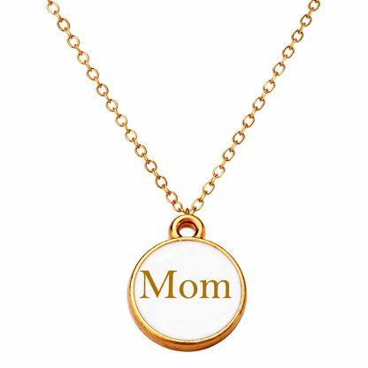 Elegant “Mom” Engraved Pendant Necklace