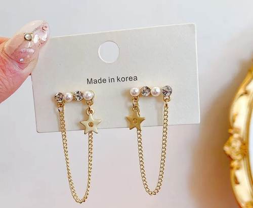 Star Charm Double Chain Earrings