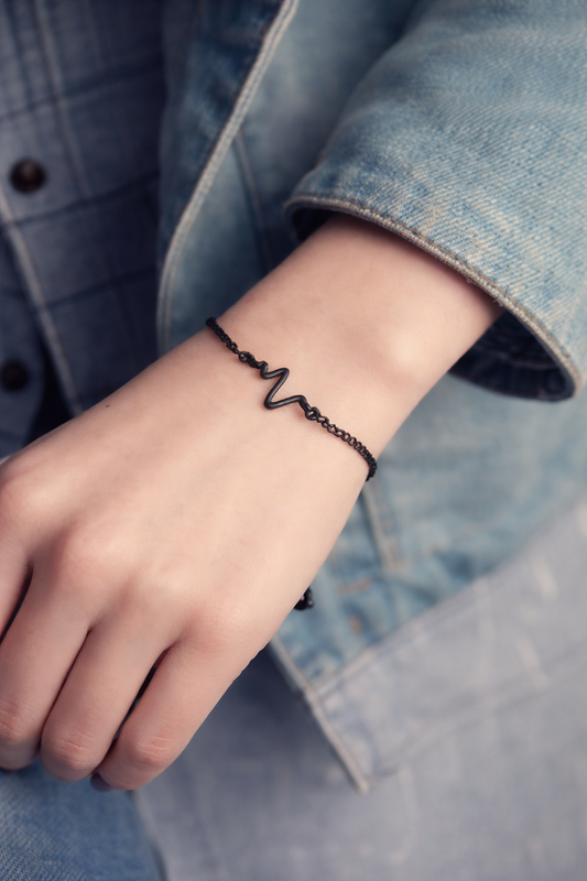 Pulse Rhythm Matte Black Bracelet