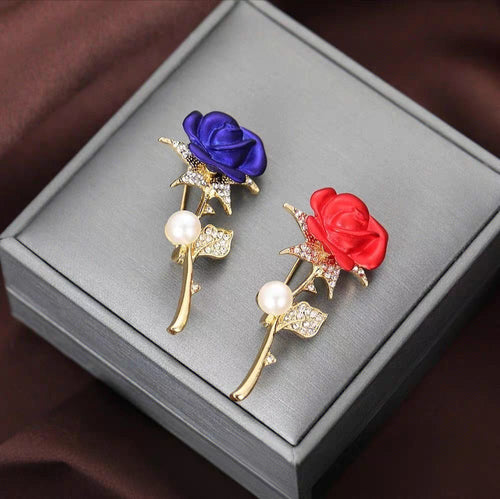 Elegant Rose Pearl Brooch Pin – Crystal Floral Luxury Lapel Accessory