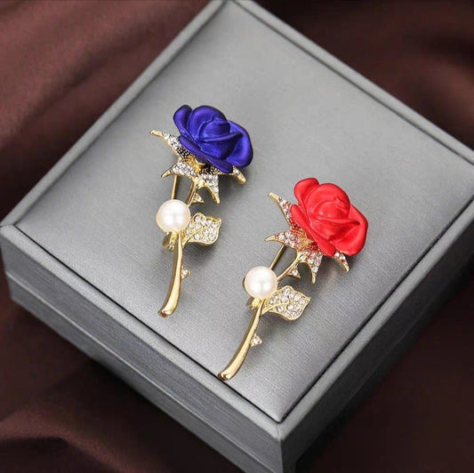 Elegant Rose Pearl Brooch Pin – Crystal Floral Luxury Lapel Accessory