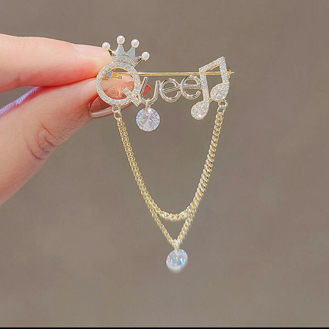 Royal Queen Crown Chain Brooch