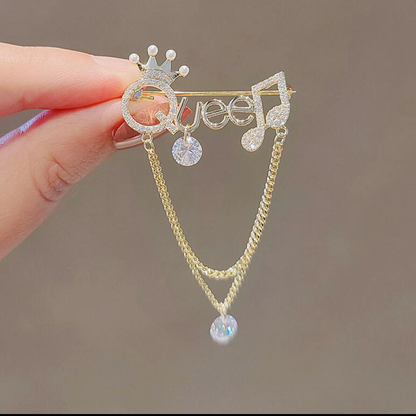 Royal Queen Crown Chain Brooch