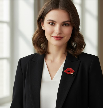 Glam Crystal Lipstick Brooch