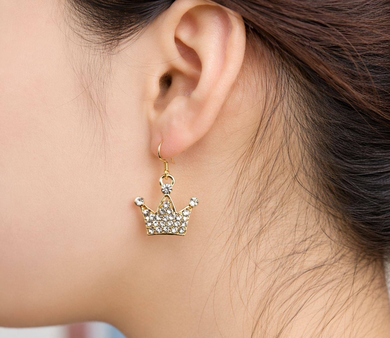 Sparkling Crown Drop Earrings