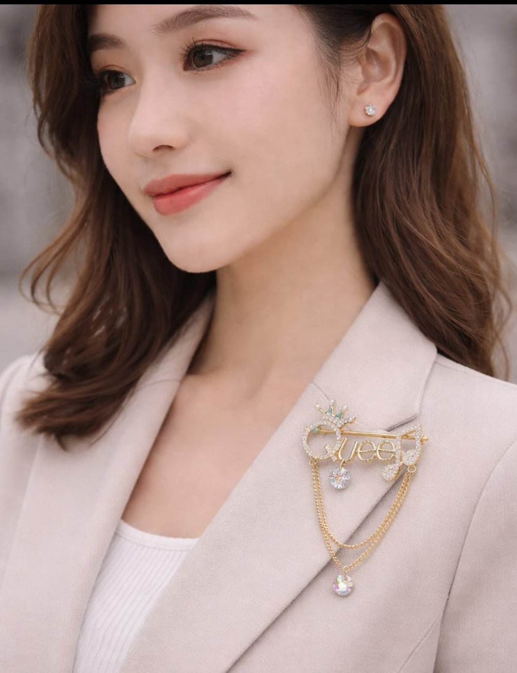 Royal Queen Crown Chain Brooch