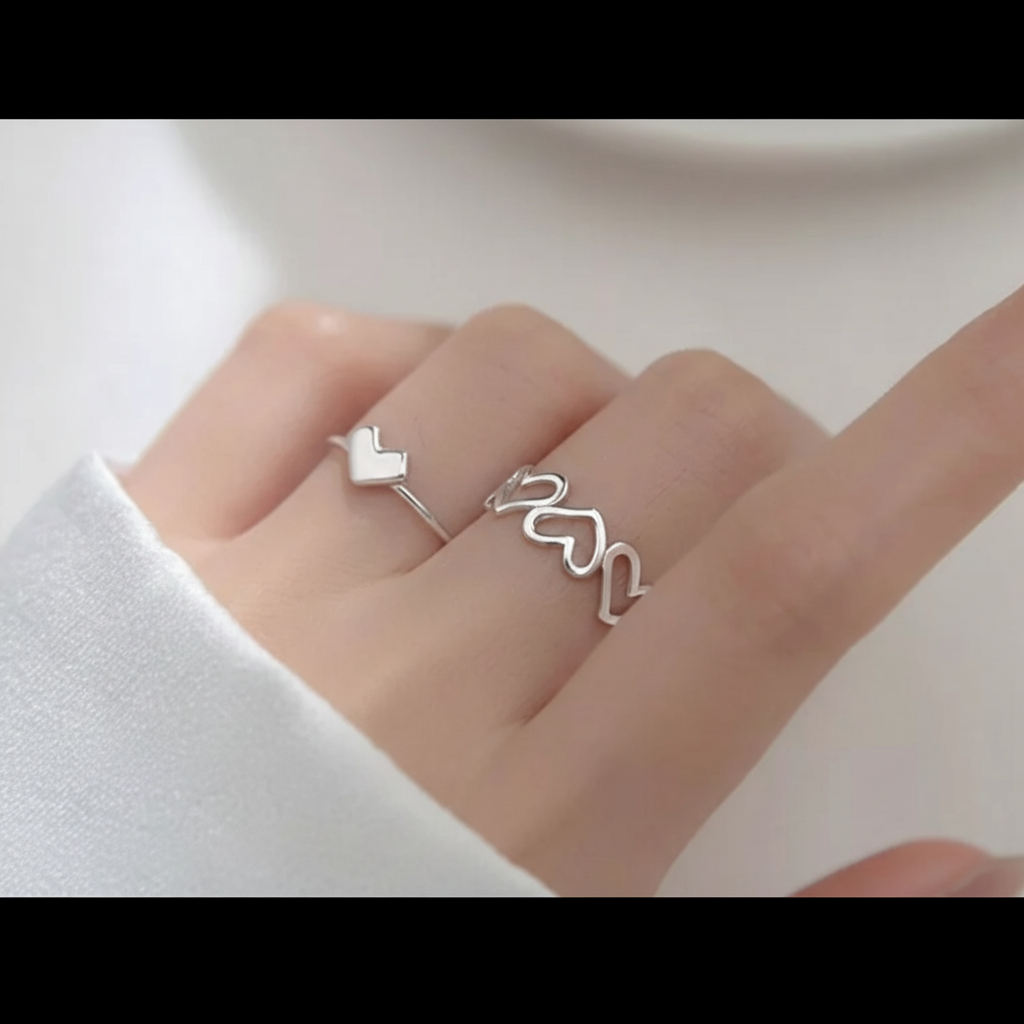 Minimal Heart Ring Set 🤍✨