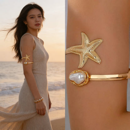 Gold Starfish Arm Cuff – Ocean-Inspired Elegance