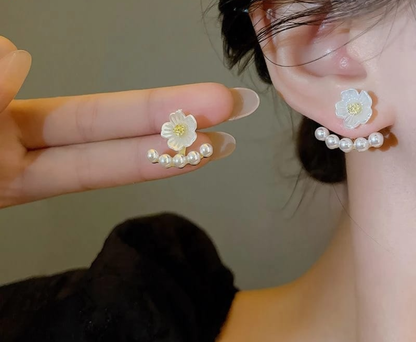 Sweet Daisy Pearl Ear Jacket Earrings