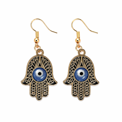 Hamsa Hand Evil Eye Drop Earrings
