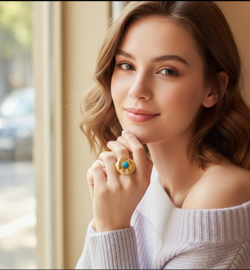 Turquoise Sunburst Statement Ring