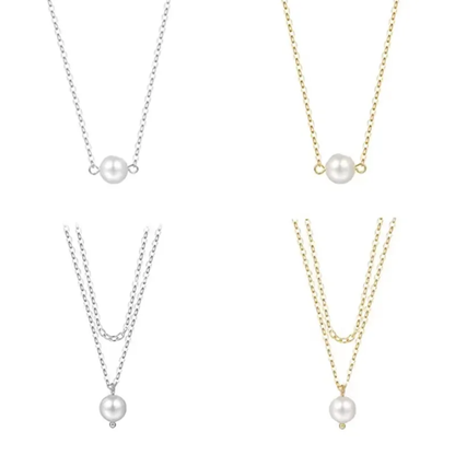 Gold-Tone Double Layer Pearl Pendant Necklace