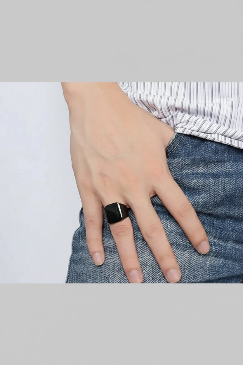 Classic Black Signet Ring 🖤✨