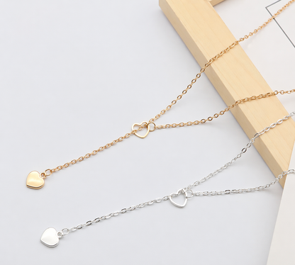 Elegant Double Heart Drop Necklace