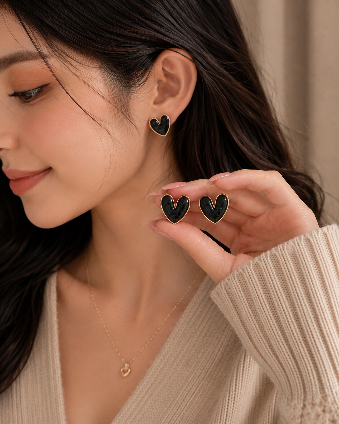 White Heart Stud Earrings