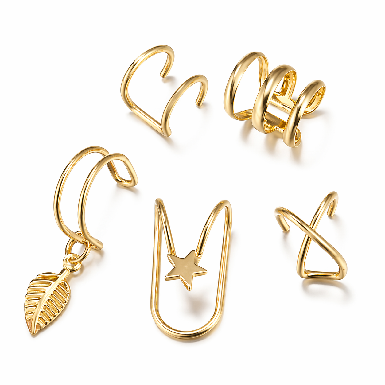 Minimal Gold Ear Cuff Set (No Piercing)