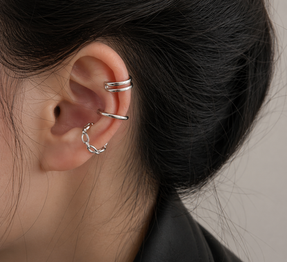 Minimal Silver Ear Cuff Set – Effortless Everyday Style