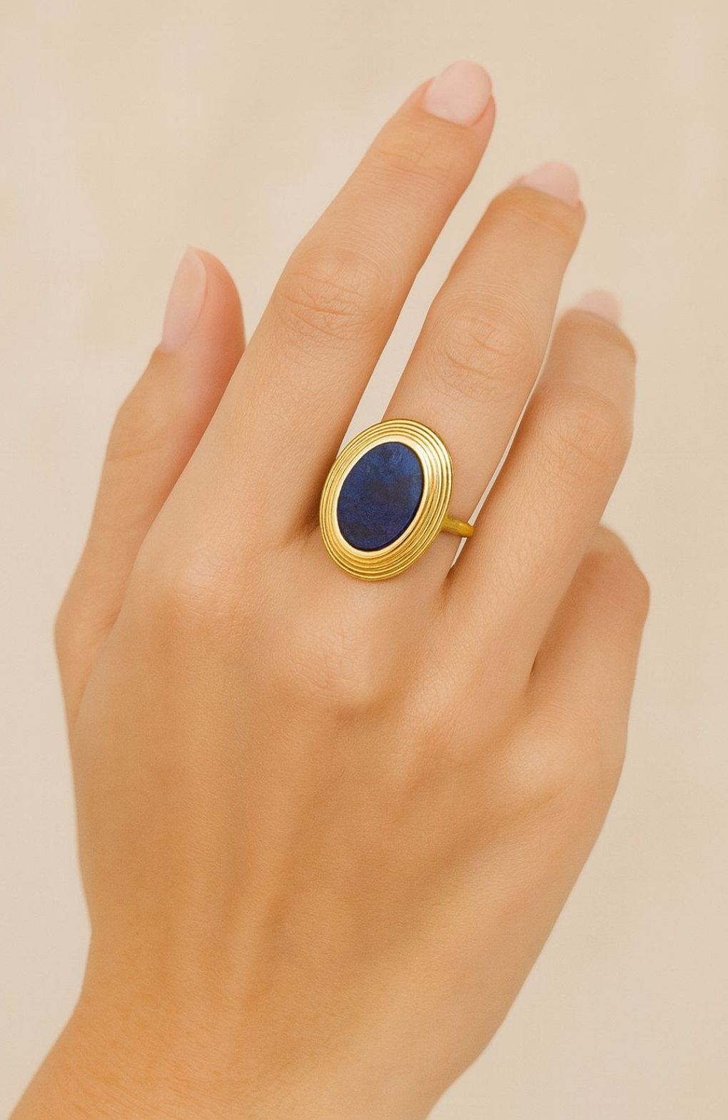 Royal Blue Oval Statement Ring