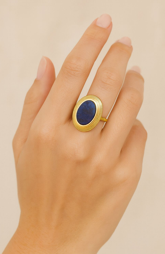 Royal Blue Oval Statement Ring