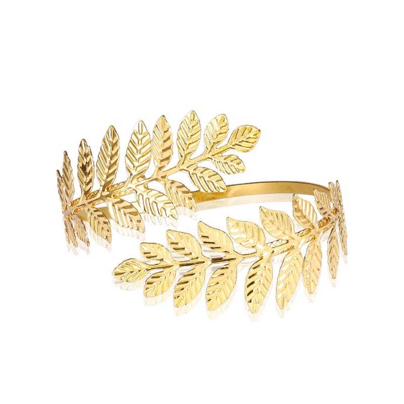 Gold Double Laurel Leaf Arm Cuff Bracelet