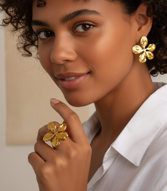 Golden Flower Statement Ring