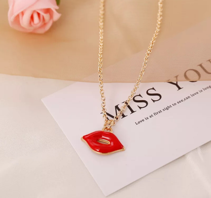 Glossy Lip Charm Necklace