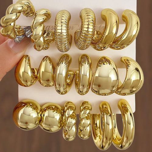 Gold Chunky Hoop Earrings – Polished Statement Huggie Earrings for Women