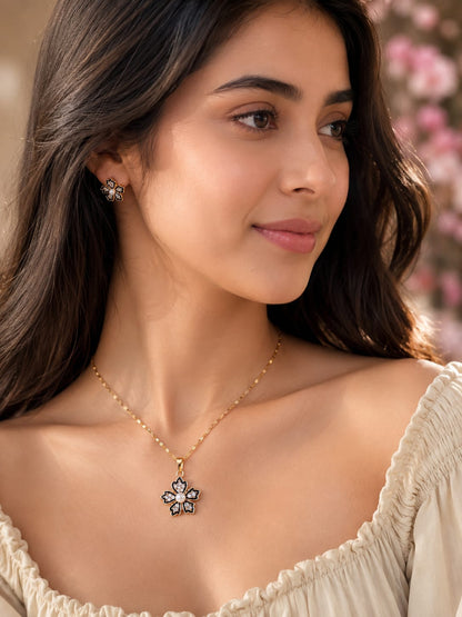 Elegant Floral Pearl Pendant Necklace