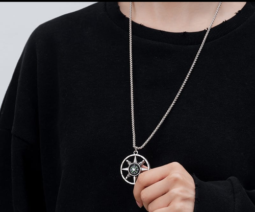 Compass Wheel Pendant Necklace