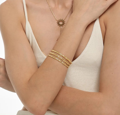 Bamboo-Inspired Triple Band Gold Cuff