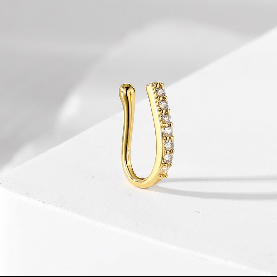 Gold Hoop Nose Ring with Gemstone Accents