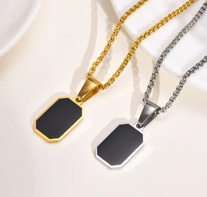 Obsidian Edge Tag Necklace