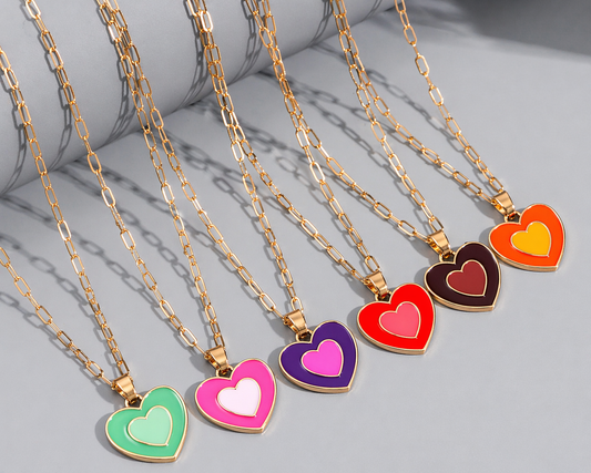 Color Pop Double Heart Necklace