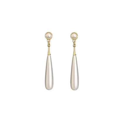 Pearl Drop Earrings – Gold Tone Long Teardrop Statement Earrings
