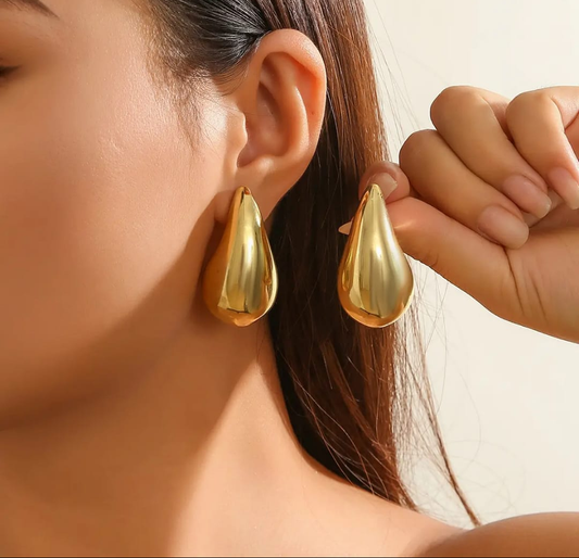 Gold Teardrop Statement Earrings