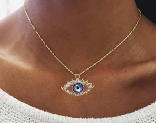 Radiant Evil Eye Crystal Pendant Necklace