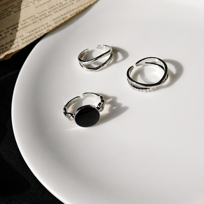 Elegant Minimal Stone Ring Set (3 Pieces)