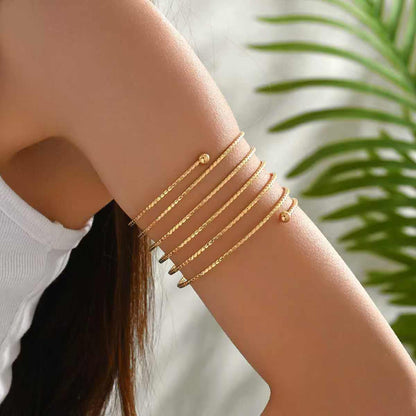 Minimalist Gold Spiral Arm Cuff Bracelet